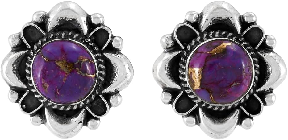 Turquoise Earrings 925 Sterling Silver & Genuine Gemstone