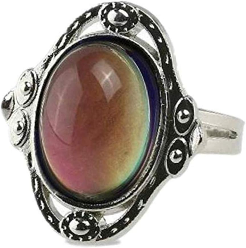 ODETOJOYMood Ring for Men Adjustable Oval Color Changing ring Emotion Feeling Ring for Kids Girl