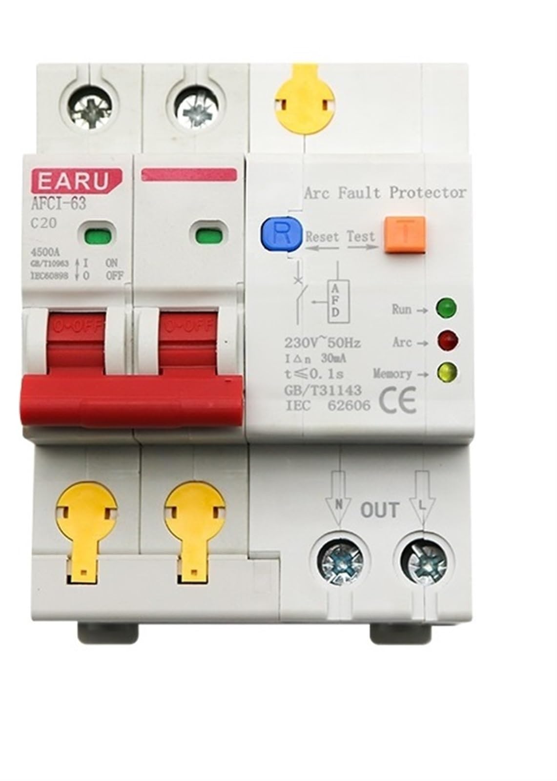 JNVFTCUX 20A 2P AFDD AFCI Arc Fault Protector Dector Circuit Breaker Interrupte Overload Earth Leakage Short Voltage Protection