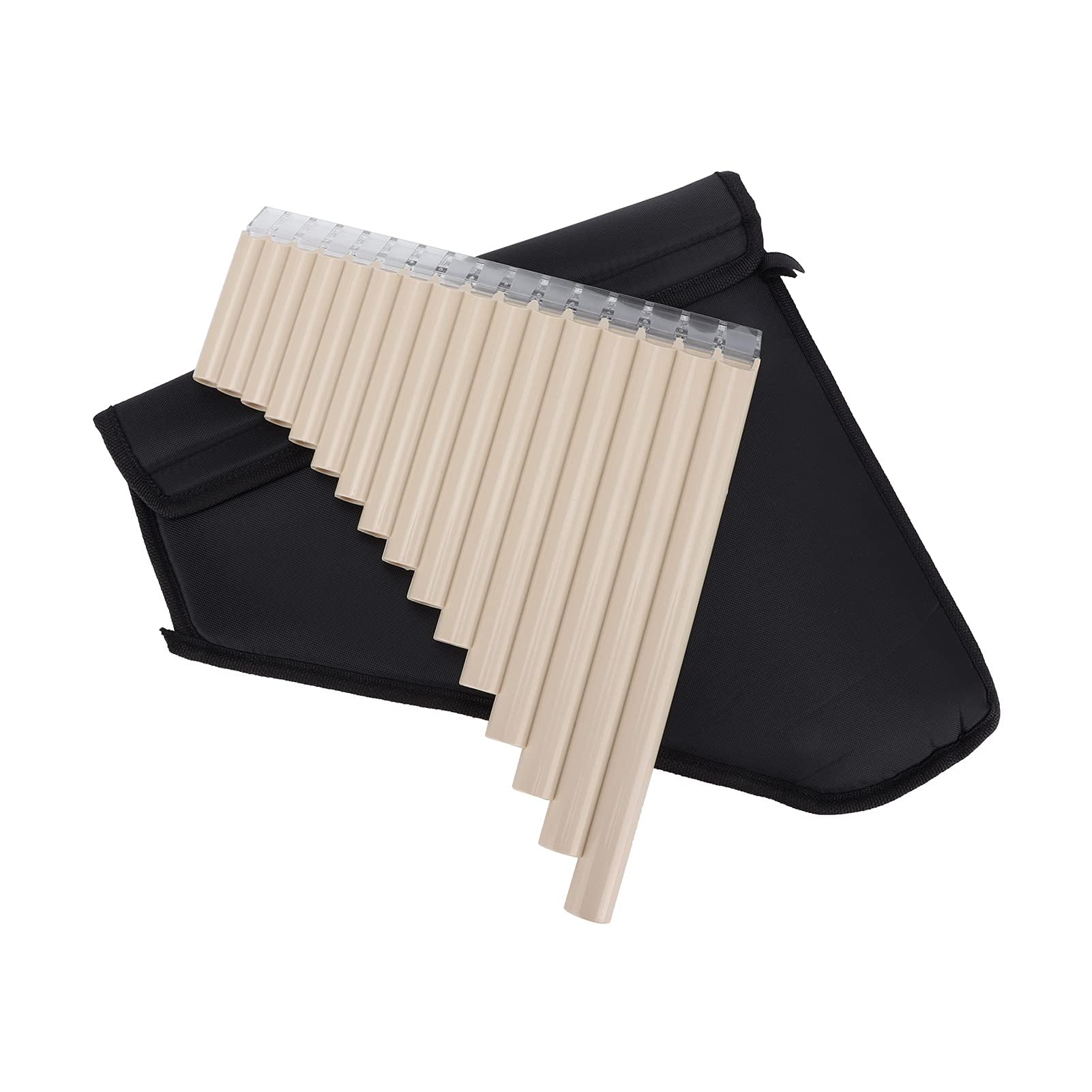 Flûte de Pan ABS 16-Tone Tube C Instruments de Musique Clés avec Sac à Main Rembourré en Nylon pour Enfants Adultes Débutants(blanc-crème)