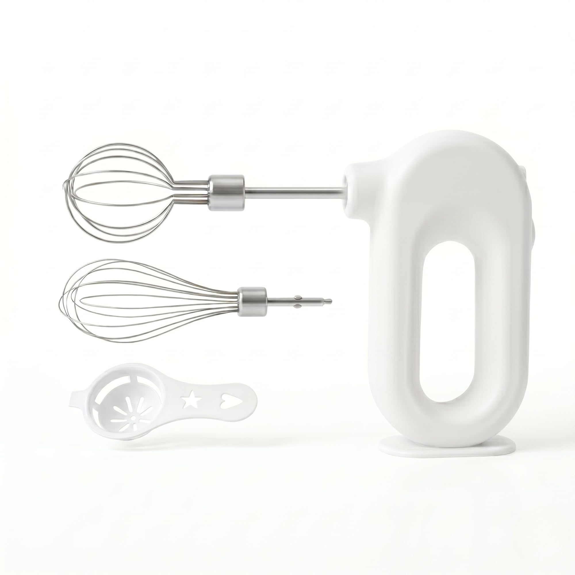 Colorful Mini Cordless Hand Mixer, Self-Standing USB Rechargeable Handheld Egg Beater with 4 Speeds & 2 Whisks, Lightweight Portable Electric Whisk for Kitchen Baking and Cooking(White)-image-29