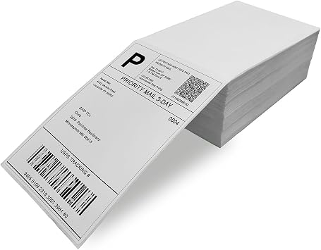 BIGGER Thermal Shipping Labels, 4x6 Thermal Labels, Fanfold, Perforated and Strong Adhesive, Commercial Grade, Pack of 500