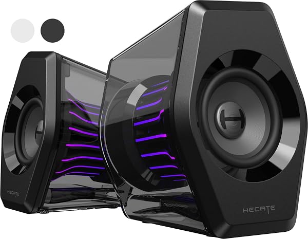 Edifier 【エディファイア】 G2000 Pro 64W RGB 音光同期 ゲーミングスピーカー | PS5 Pro/PS5/PS4/Switch 2/Switch等対応 2.0ch 卓上小型 PC アクティブ先端デザインスピーカー アンプ内蔵 音質高 | Virtual 7.1 サラウンドサウンド | Bluetooth/USB/AUX ワイヤレス・有線接続 | 専用アプリ 2台セット - 1