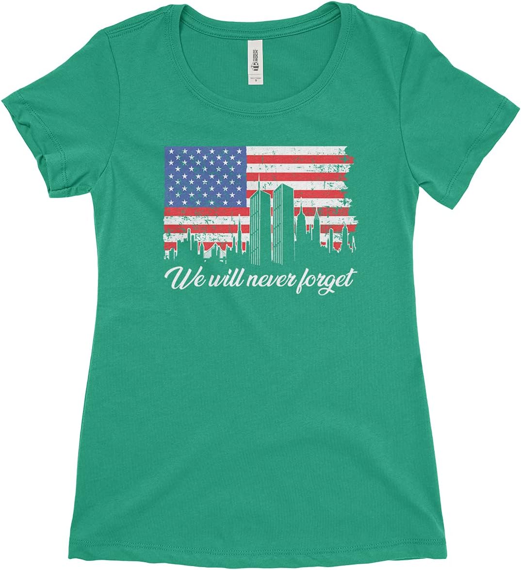Threadrock Women's We Will Never Forget 9/11 T-Shirt