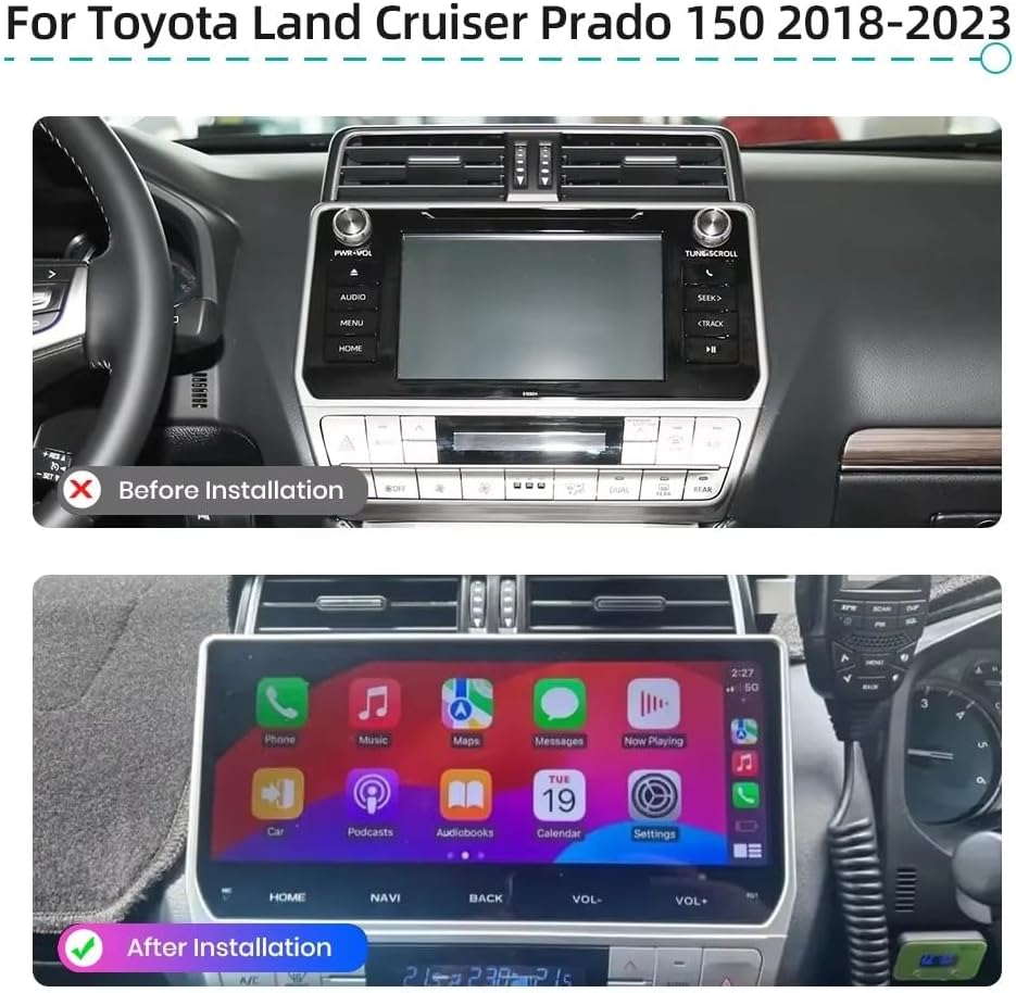 Before and after installation comparison of the car stereo