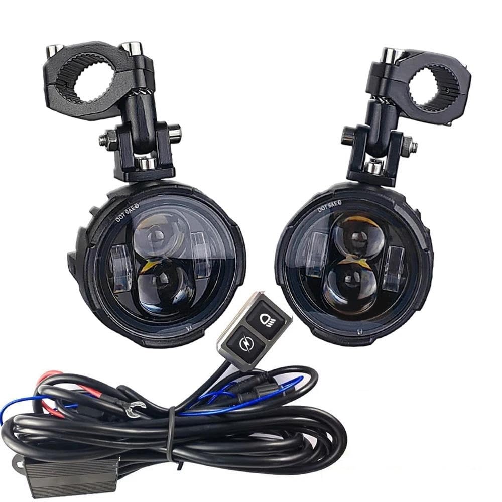 Motorfiets LED-licht rijden Spotlight 9 LED extra koplamp voor motorfietsspots 12V 90W 16000lm waterdicht universeel extra moto-rijlamp mistlampen (Color : 1Pcs High Beam