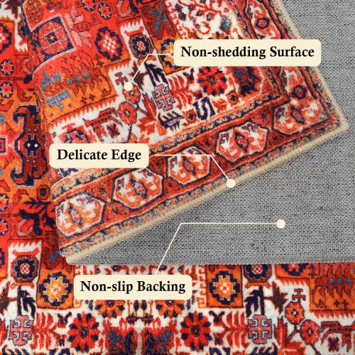 Seavish Runner Rugs For Hallway 2X6 Kitchen Runner Rug Non Skid Washable Orange Persian Area Rug For Bedroom Low-Pile Faux Wool Oriental Entryway Carpet Runner Rug For Bathroom Living Room Foyer #TOP2