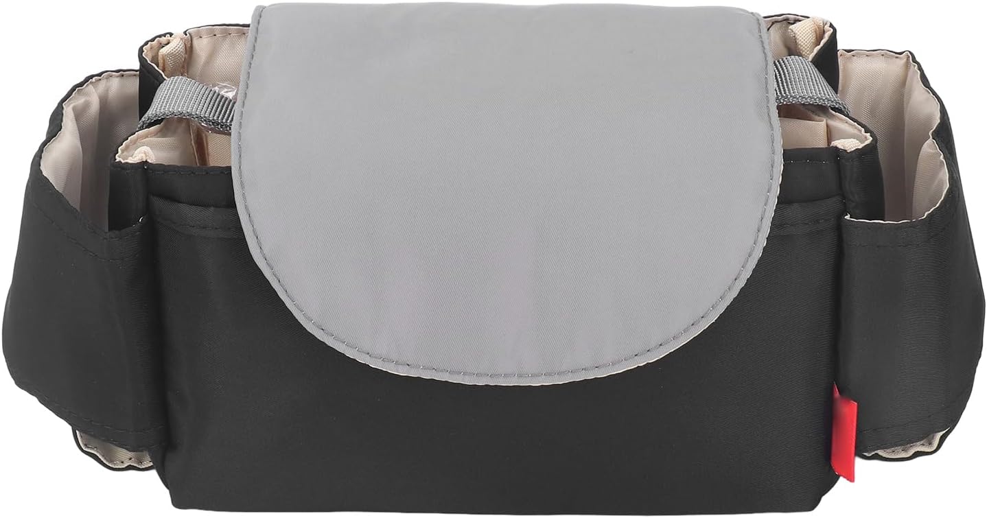 Pilipane Baby Stroller Bag Nylon Multi Pockets Simple Antiwear Baby Diaper Caddy Bag for Crib Wall Table (Black)
