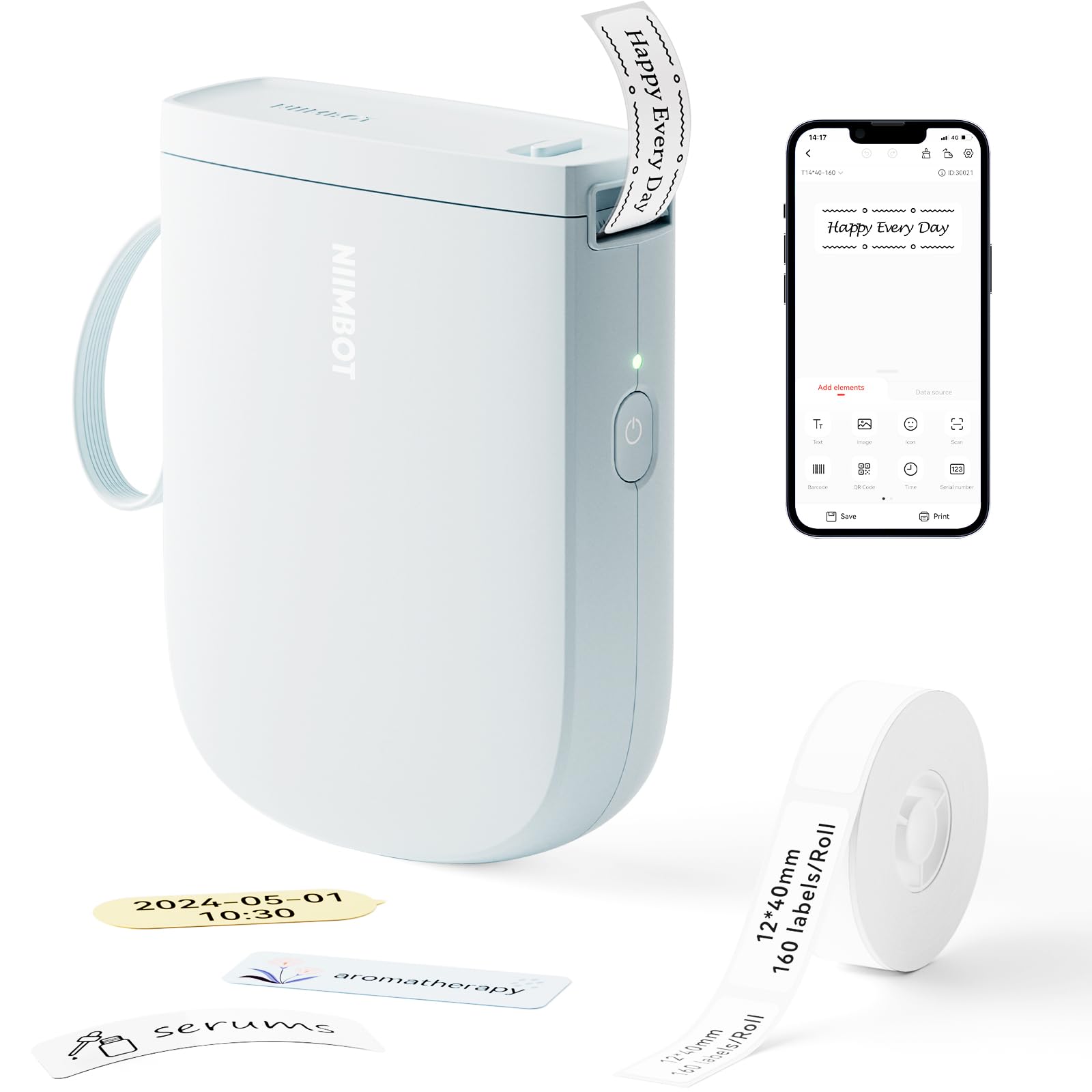 NIIMBOT D11 Upgraded Version Label Maker Machine with Tape, Mini Portable Label Printer, Bluetooth Label Maker with Multiple Templates for Office Organization Home Kitchen School,Blue