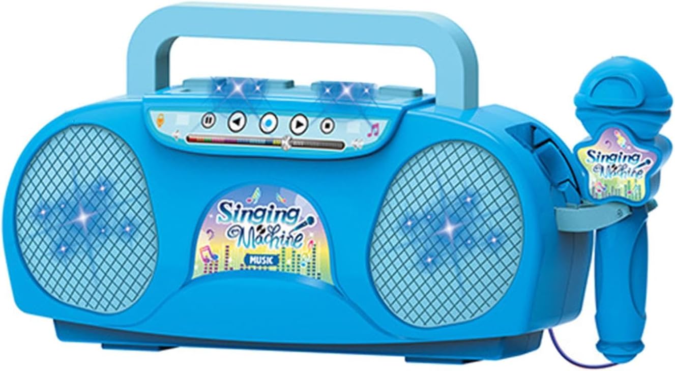 Kids Karaoke Machine Mini Speaker Birthday Gifts Learning Toys Portable for Travel Outdoor Picnic Party Girls Boys, Blue
