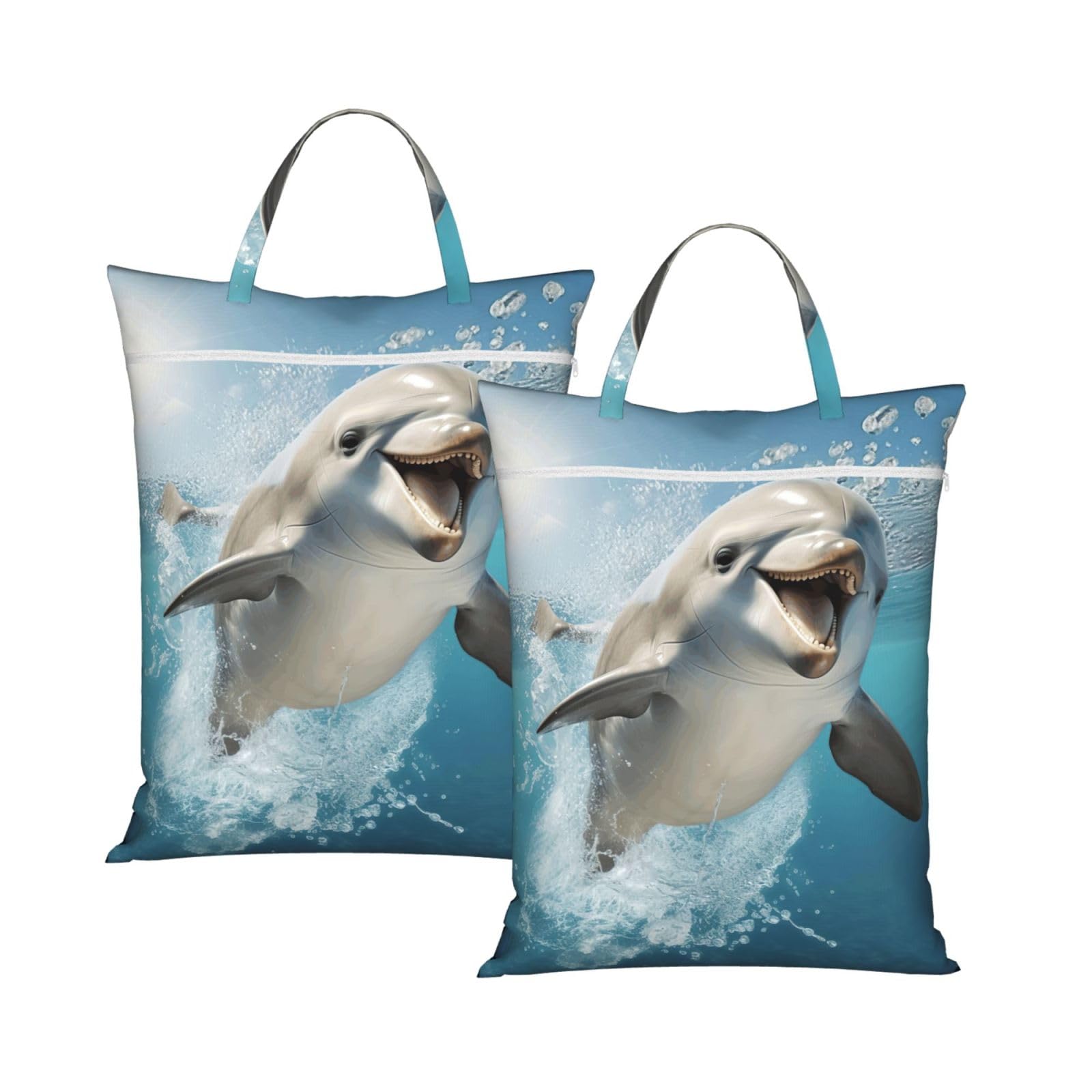 Funny Animal Dolphin Print Travel Laundry Bag Foldable Lightweight Camping Beach Dorm Weekend Getaways