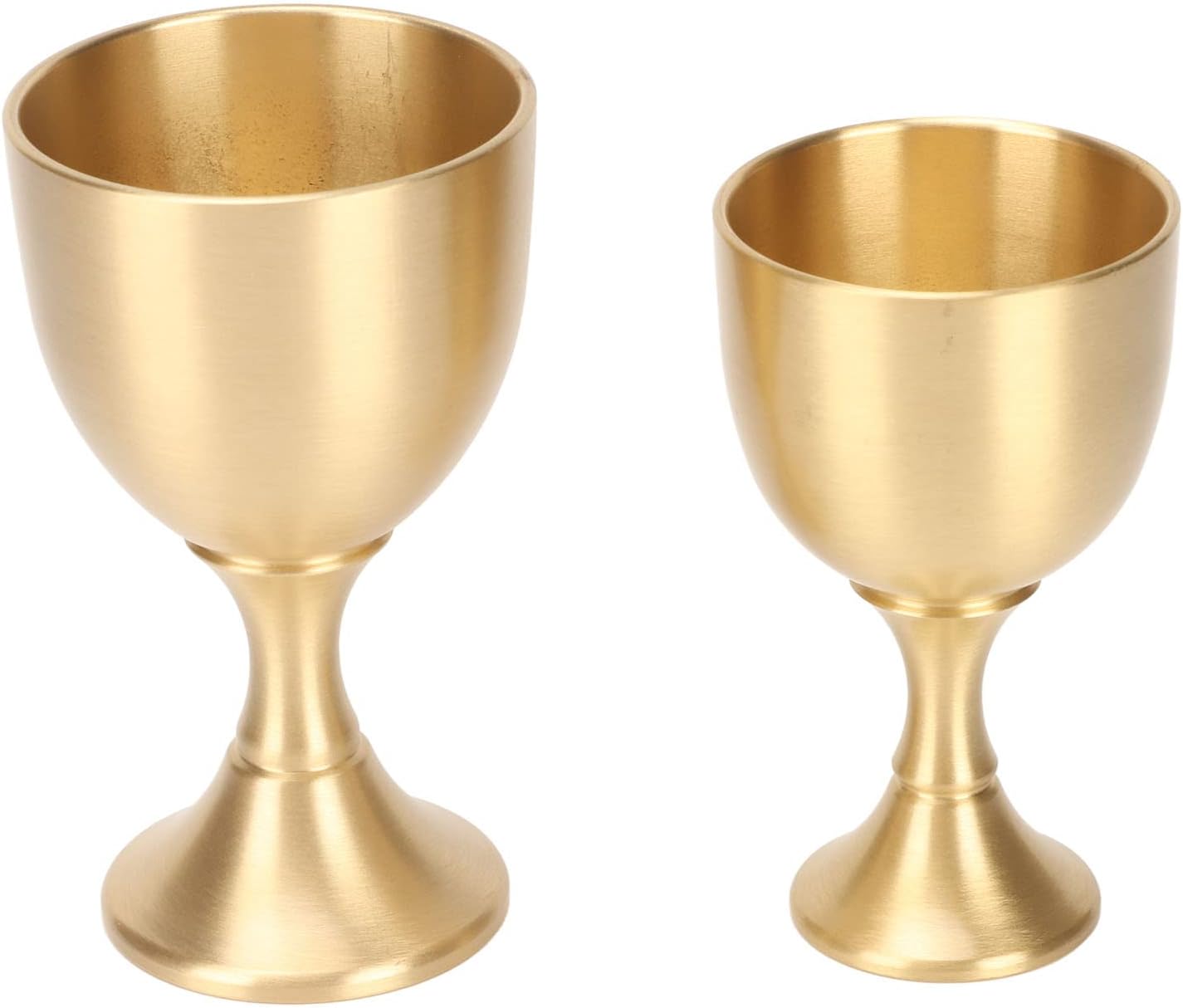 Mini Chalice Goblet, 2Pcs 1.6x2.8in&1.4x2.4in Vintage Golden Wine Cups Small Chalice Cup Wine Glasses Retro Ornaments Table Decoration for Home Bar Party Wedding