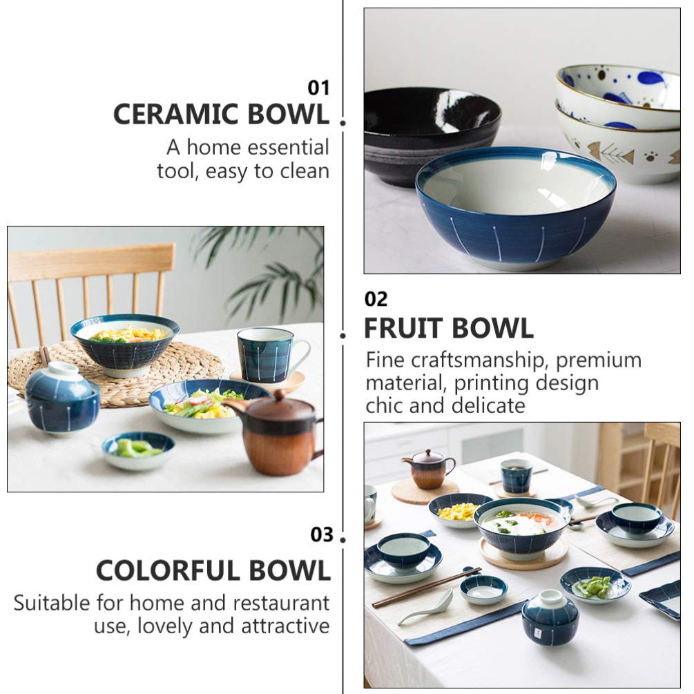 Cuencos de cerámica para Cereales, Cuenco de arroz japonés, Cuenco para Ensalada, Cuenco de Porcelana para Servir, Cuenco para Ramen, Cuenco para Sopa y Aperitivos