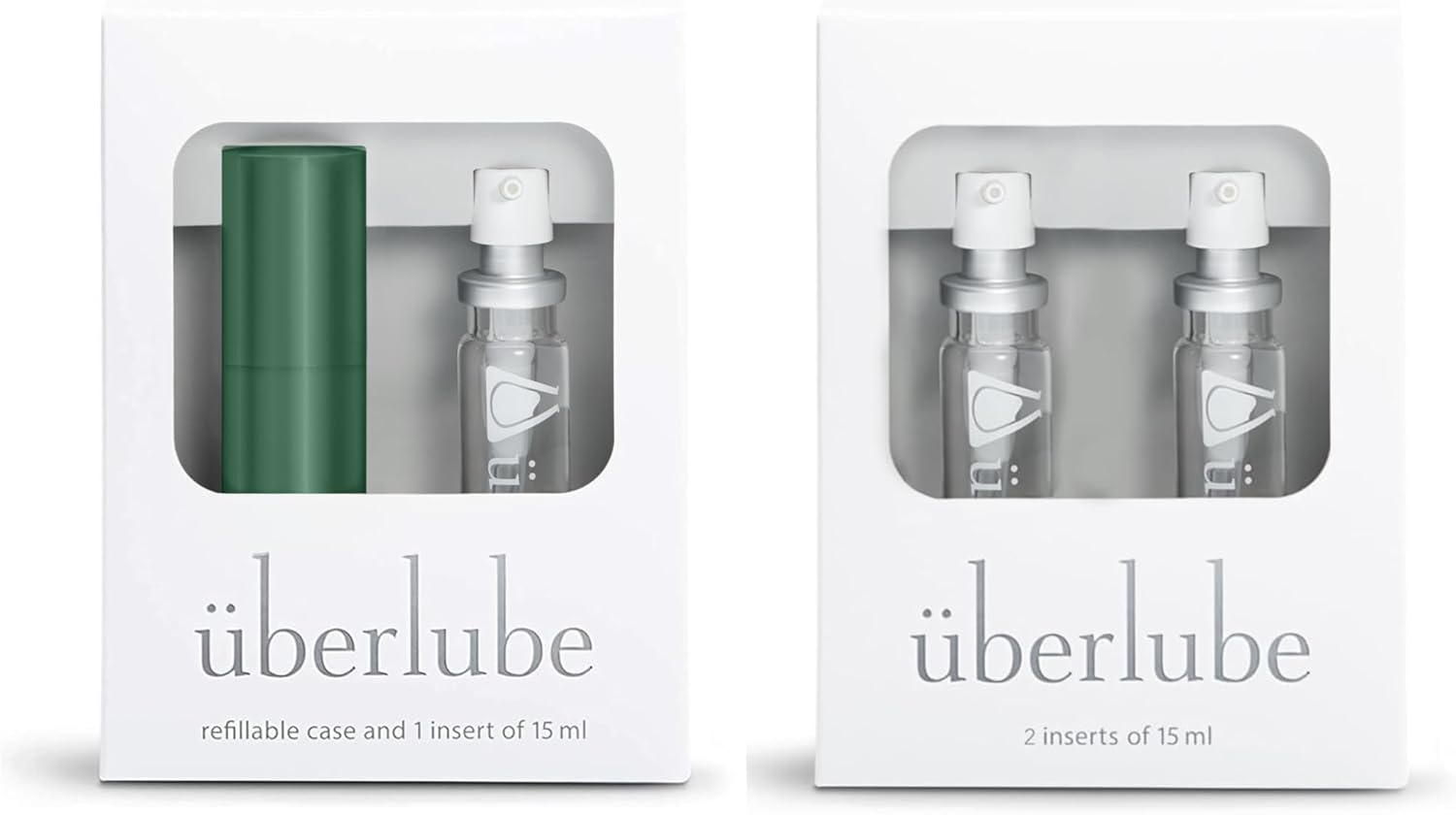 Uberlube Green Velvet Chaise Travel & Refill Bundle - Green Velvet Chaise Travel Lube Kit + 2 Refills, Unscented, Flavorless, Works Underwater - 45ml Total