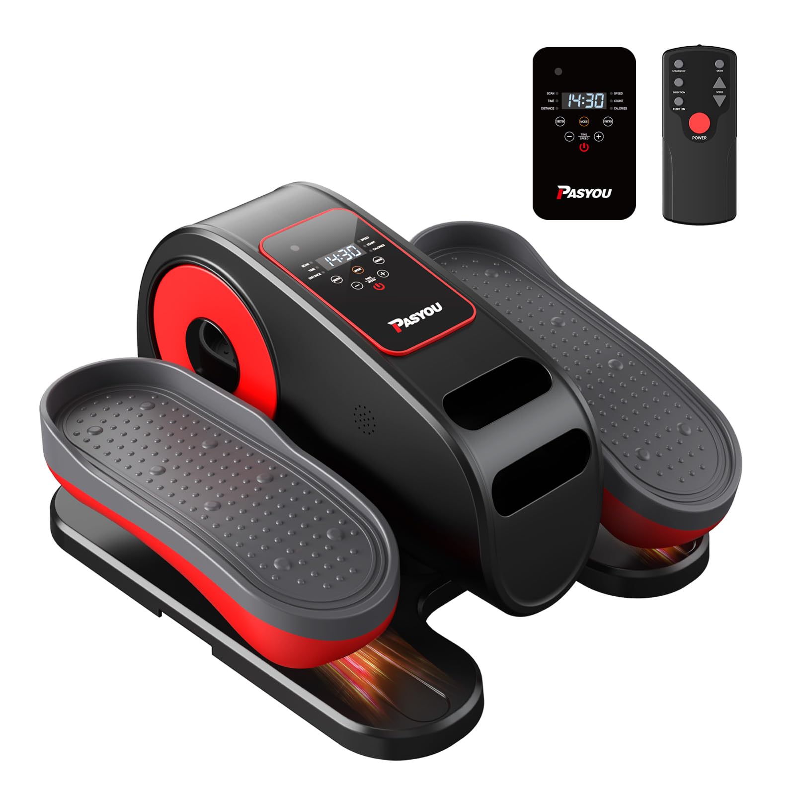Pasyou Mini Elíptica Eléctrica, Pedaleador Electrico, Máquina Elíptica Bajo Escritorio, Ejercitador De Pedales para Piernas Y Pies para Personas Mayores, 12 Velocidades Ajustables, con Control Remoto