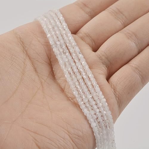 Miniatura 3 de Cuentas curativas sueltas cuadradas de piedra lunar facetadas de 0.079 pulgadas (0.079 in) para hacer joyas de 15 pulgadas