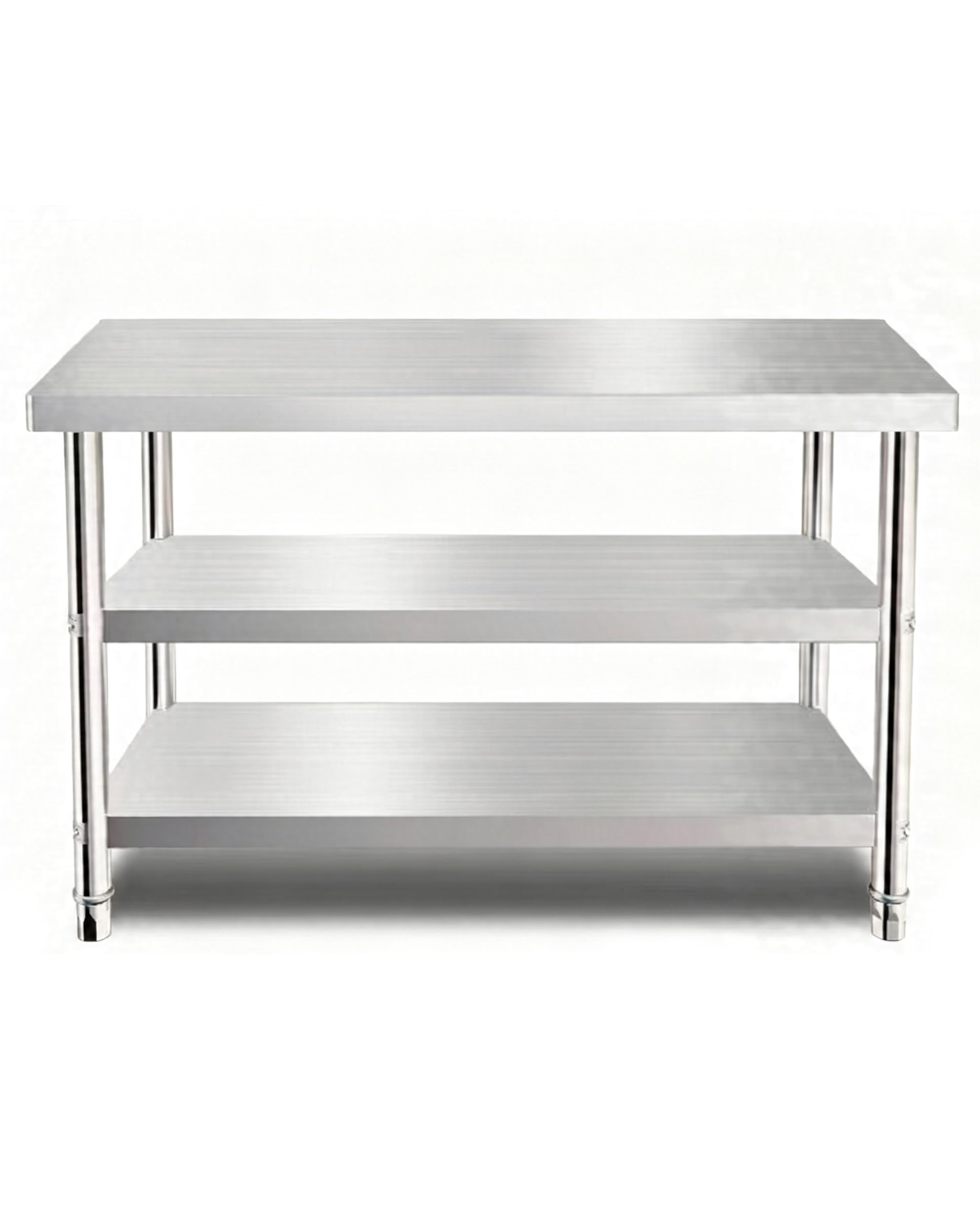 Banco da Lavoro Garage in Acciaio Inox A 3 Ripiani H 95 Cm, Tavolo da Esterno per Grigliate Scaffali Acciaio Inox Banco da Cucina per Ristoranti Negozi Magazzini,120x50x95cm