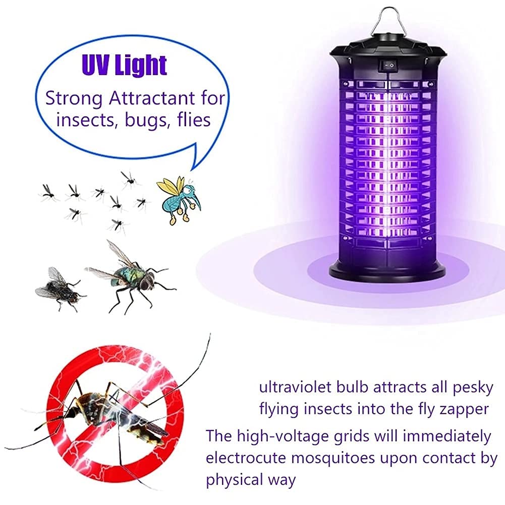 Lámpara para Matar Insectos al Aire Libre, Zapper eléctrico para Matar Mosquitos, trampas para Moscas con luz Ultravioleta física, Mata Insectos electrónico a Prueba de Agua, para Interiores y exter