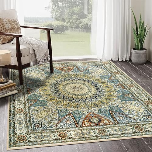 Rururug Square Rugs 160 x 160 cm Rugs Living Room, Short Pile, Chic Traditional Rug, Washable