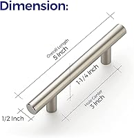 Vista 3 de Ravinte - Paquete de 60 tiradores para gabinetes de 5 pulgadas de acero inoxidable en color níquel cepillado para cajones de cocina o armarios