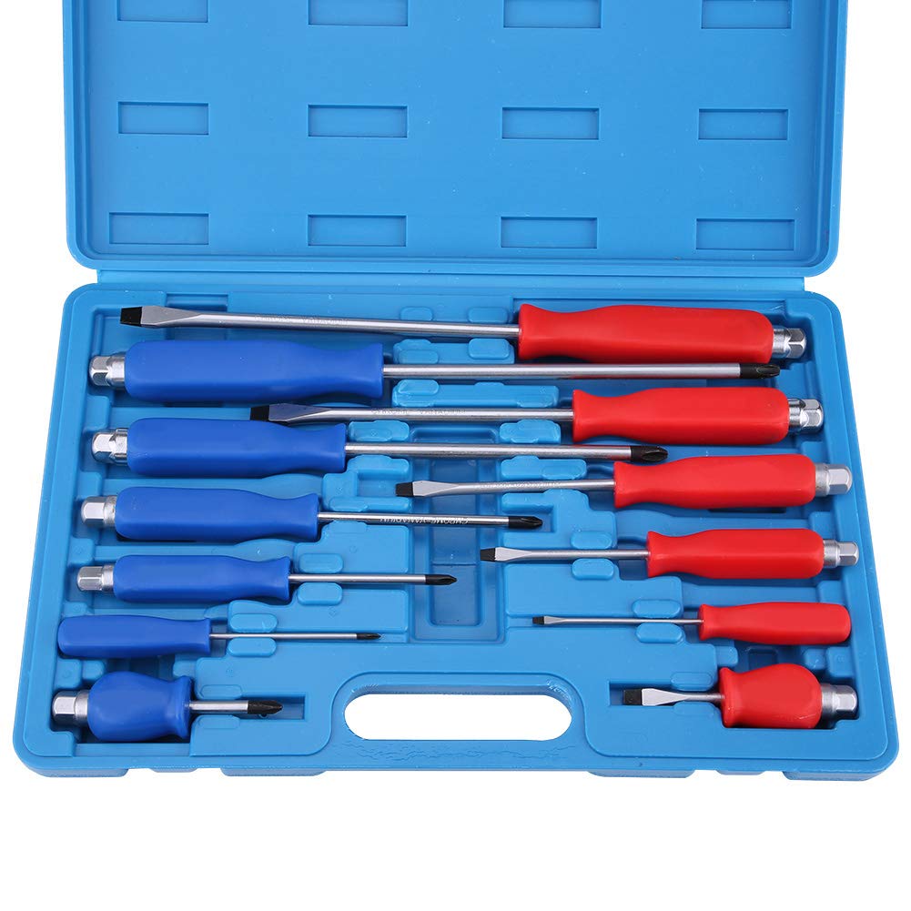 Juego de Destornilladores de 12 Piezas con Eje Continuo Kits de Destornilladores de Punta Magnética Destornilladores Mecánicos para Reparaciones de Automóviles