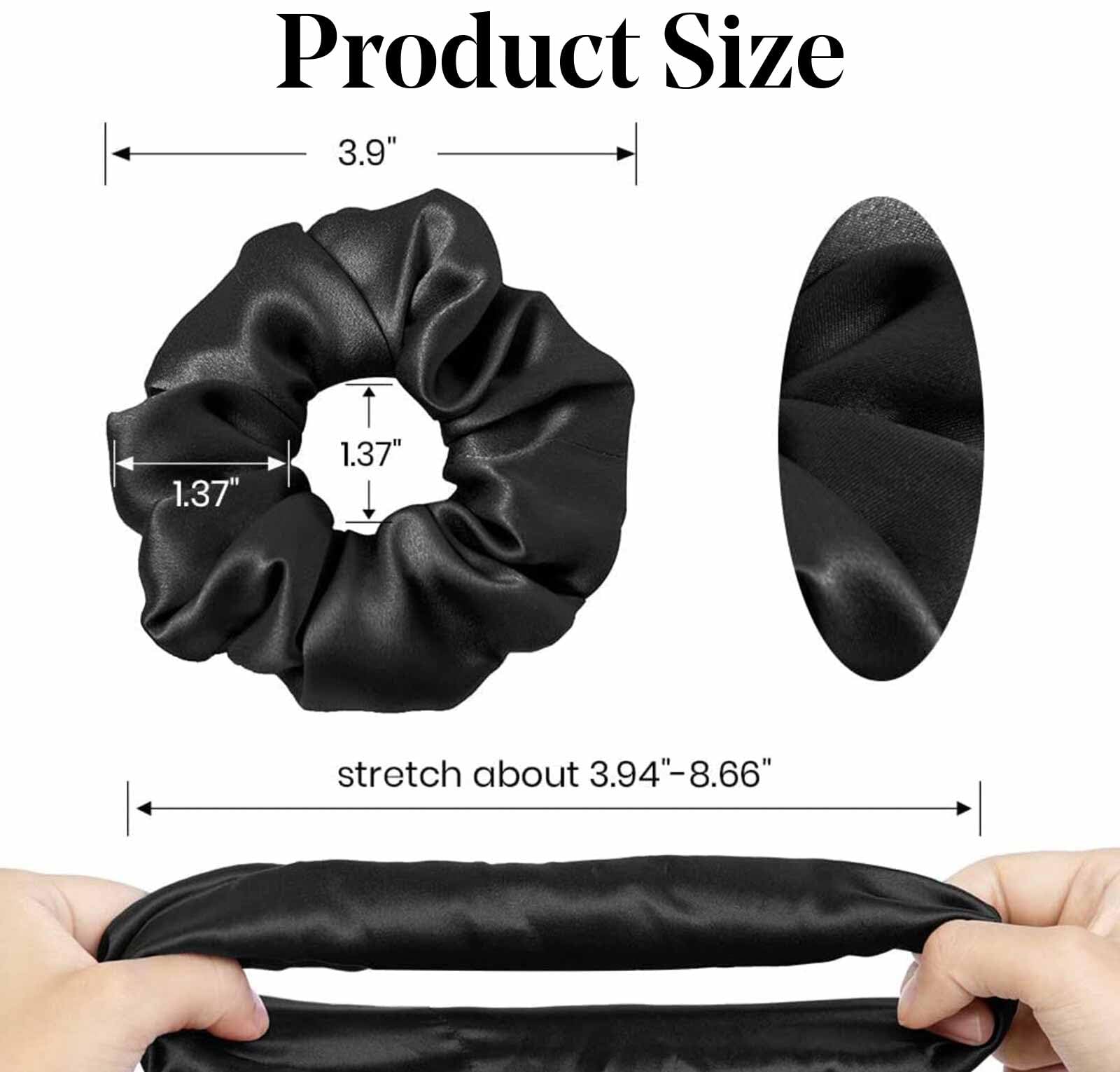 Silk Scrunchies for Frizz Prevention Mulberry Silk Hair Scrunchies for Prevention of Breakage Elastic Polytail Tail Supports - Image 2