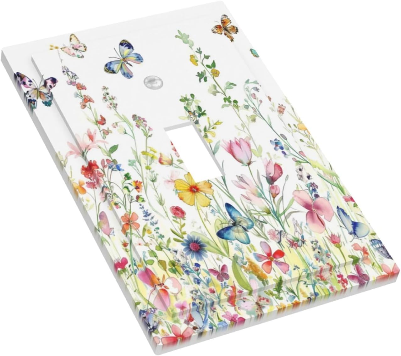 Decorative Light Switch Plate Covers Rustic Garden Flowers Butterflies Plant 1 Gang Light Switch Cover Plate Single Toggle Wall Plate Outlet Covers Faceplate for Bedroom Home Decor (2 Pack) image 3