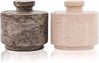 Vista 11 de Salero de mármol con tapa de 3 pulgadas, contenedores celtas blancos y oceánicos de sal y pimienta para el hogar y la cocina, cuencos de sal