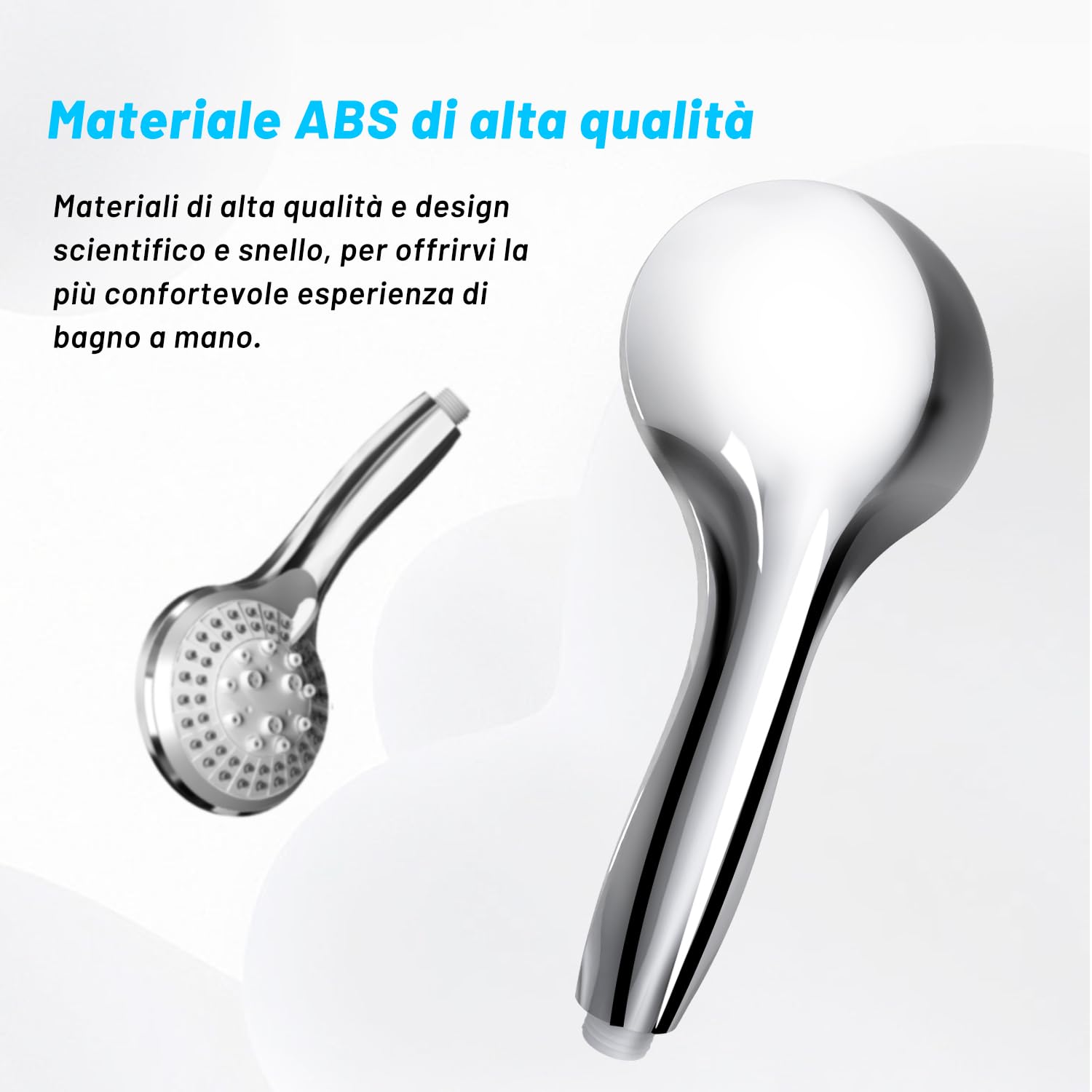 VEHHE Soffione Doccia con 1.5m Tubo, Soffione Doccia Alta Pressione con 5 Modalità, Doccino per Doccia Universale Dimensione Collegare, Doccetta per Doccia con ugello in Silicone Anti-intasamento