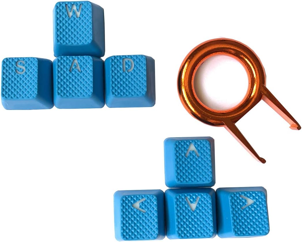 Tai-Hao Rubber Gaming Backlit Keycaps Set - 8 Keys Rubberized DoubleShot Key Caps for Cherry MX Mechanical Keyboards - Blue