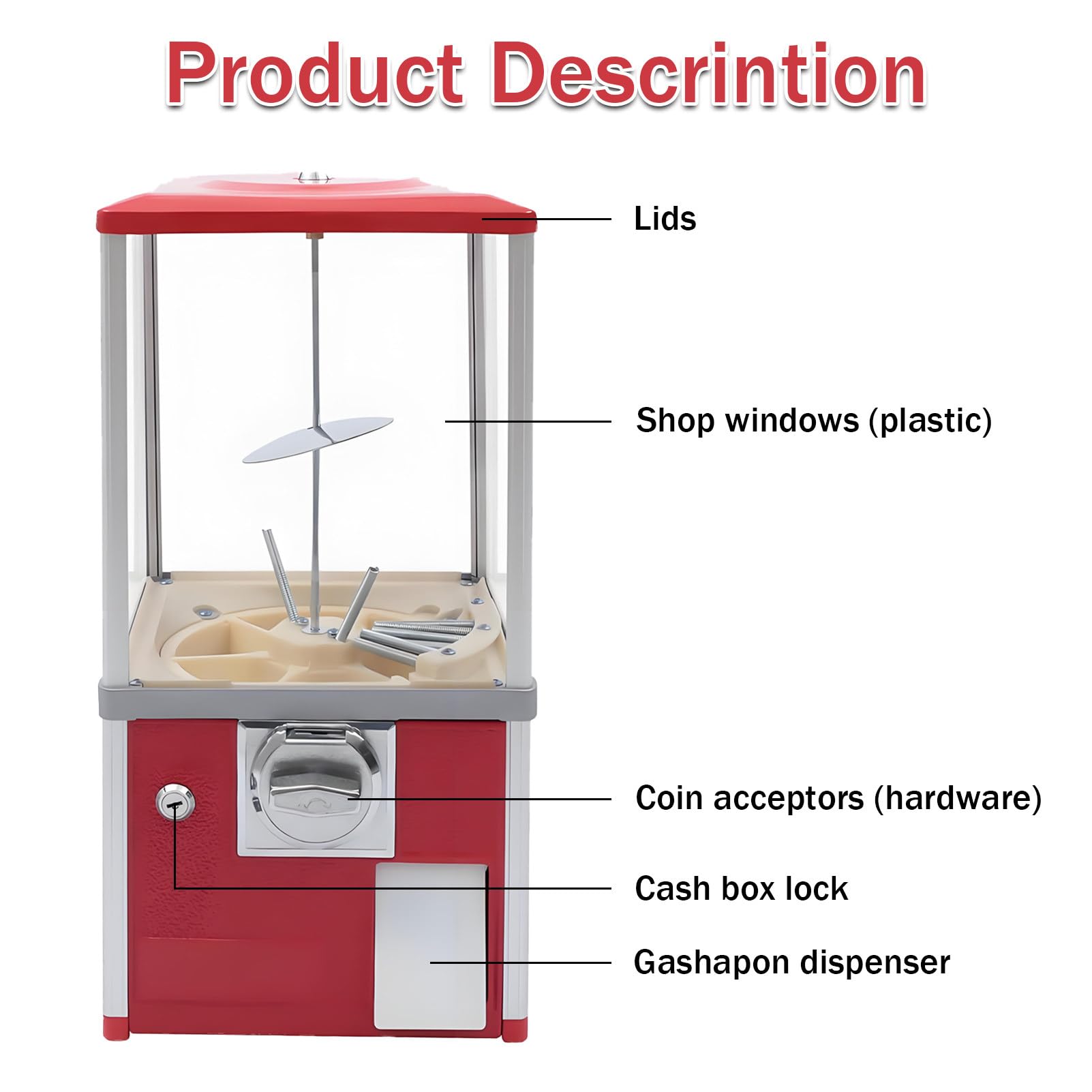 Distributeur Automatique de Bonbons et de Jouets pour Capsules de 4 à 5,5 cm, Distributeur Commercial à pièces, idéal pour Les salles de Jeux et Les magasins de détail Blue