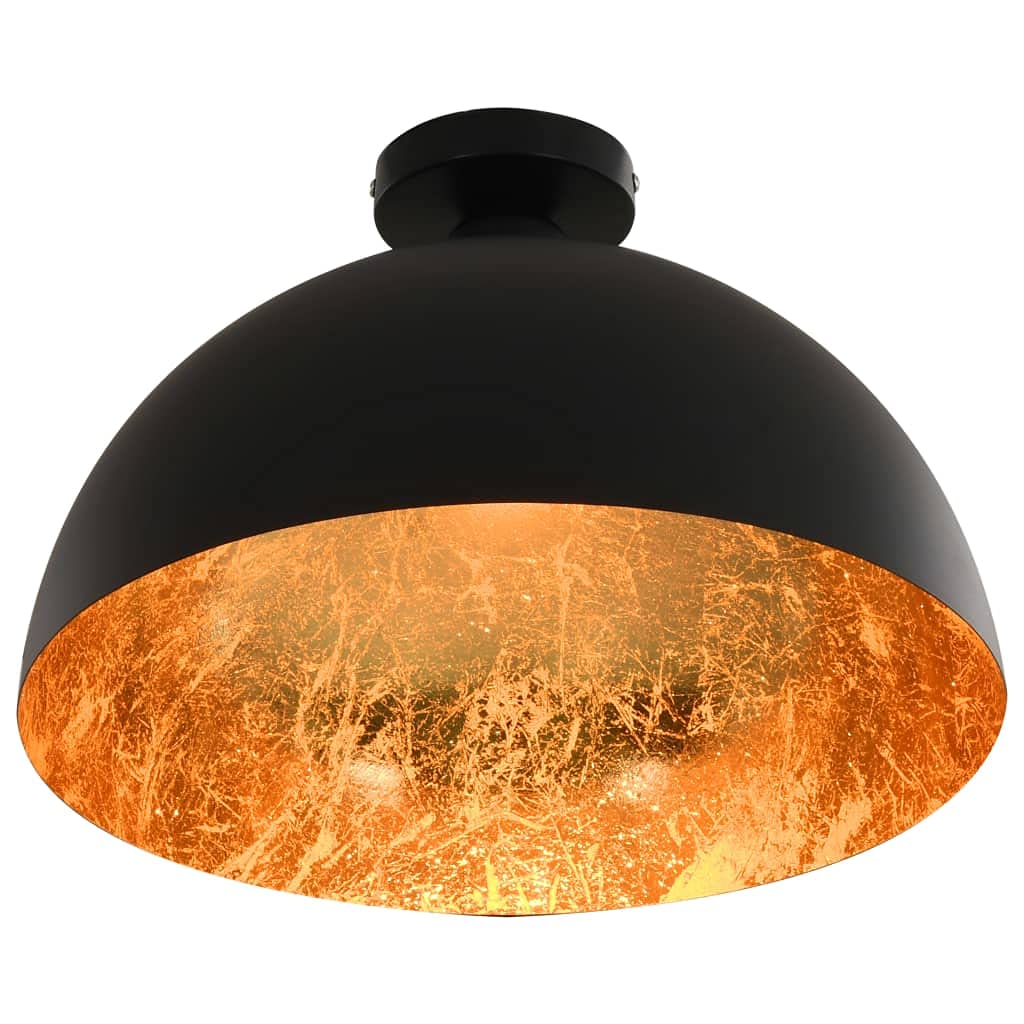 vidaXL 2x Lámparas de Techo Semiesféricas Iluminación Hogar Uso Residencial o Comercial Diseño Moderno Elegante Sencillo Decoración Negra y Dorada E27