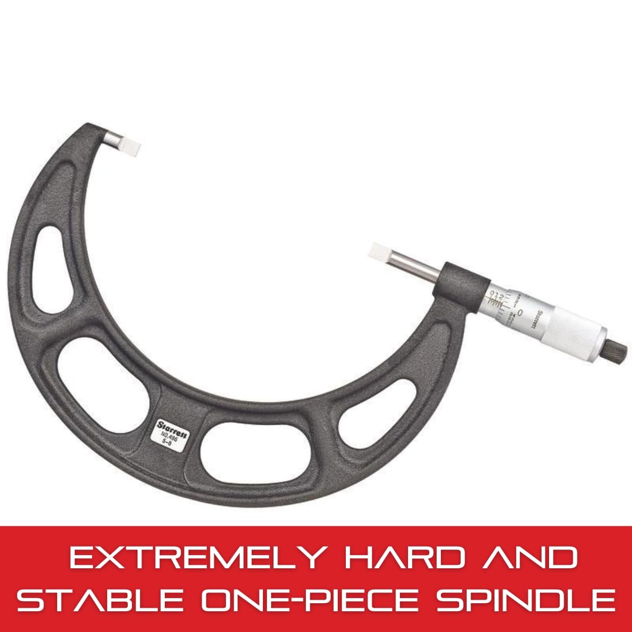 Starrett Blade Type Micrometer with Non-Rotating Spindle, Satin Chrome Finish and Advanced Sleeve Design - 5-6" Range, .001" Graduation, .030" Blade Anvil Type - 486P-6