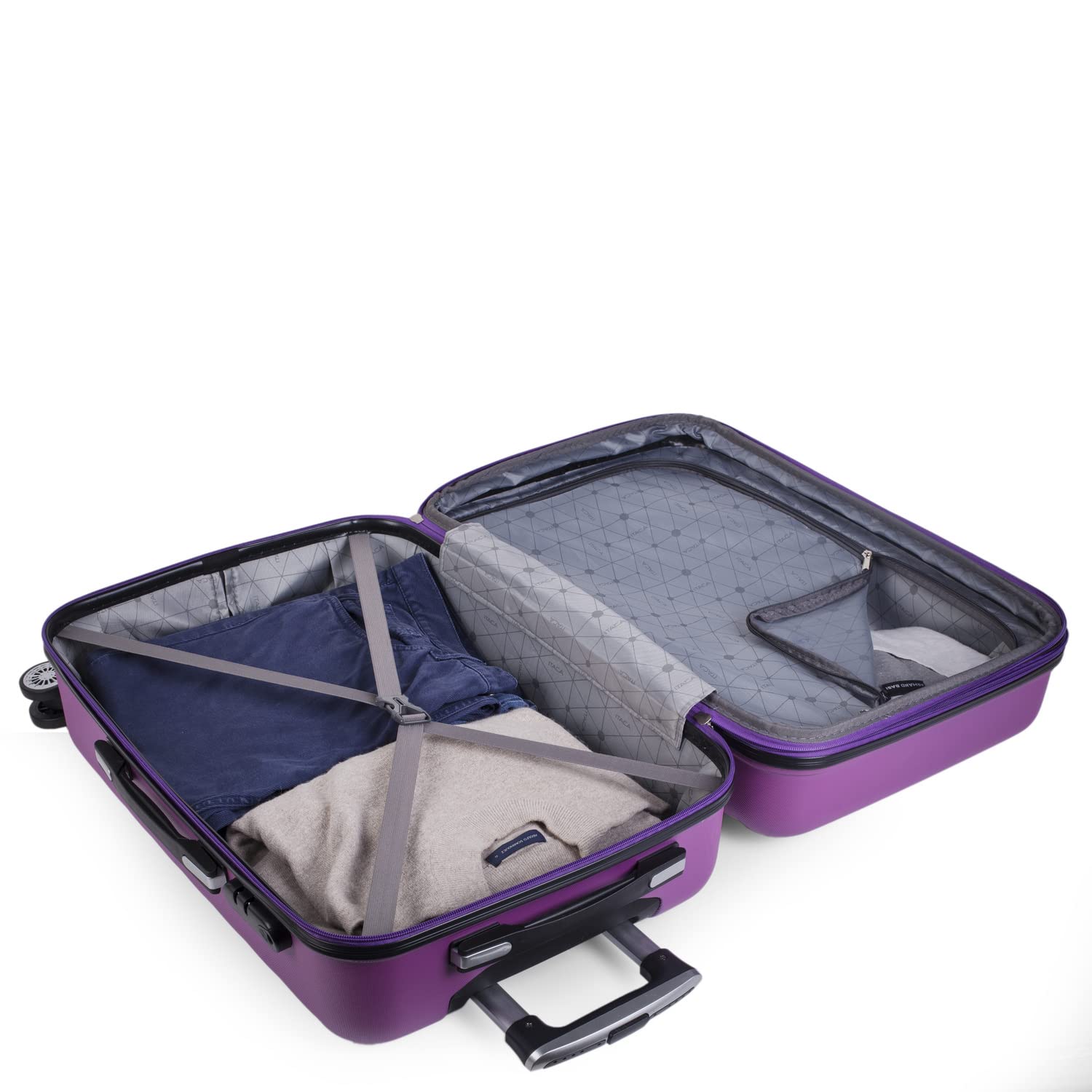 ITACA - Maletas de Viaje Juego Maletas 4 Ruedas - Juego de Maletas de Viaje - Juego Maletas de Viaje Ligeras. Candado de combinacion, Morado — view 8