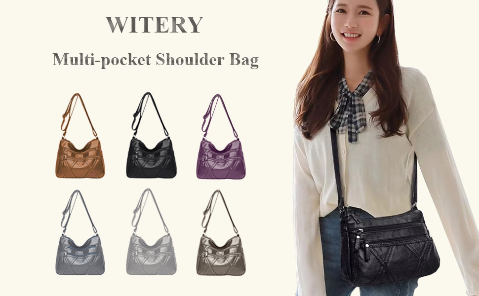 Bolso de hombro de cuero PU suave para mujer WITERY miniatura 7