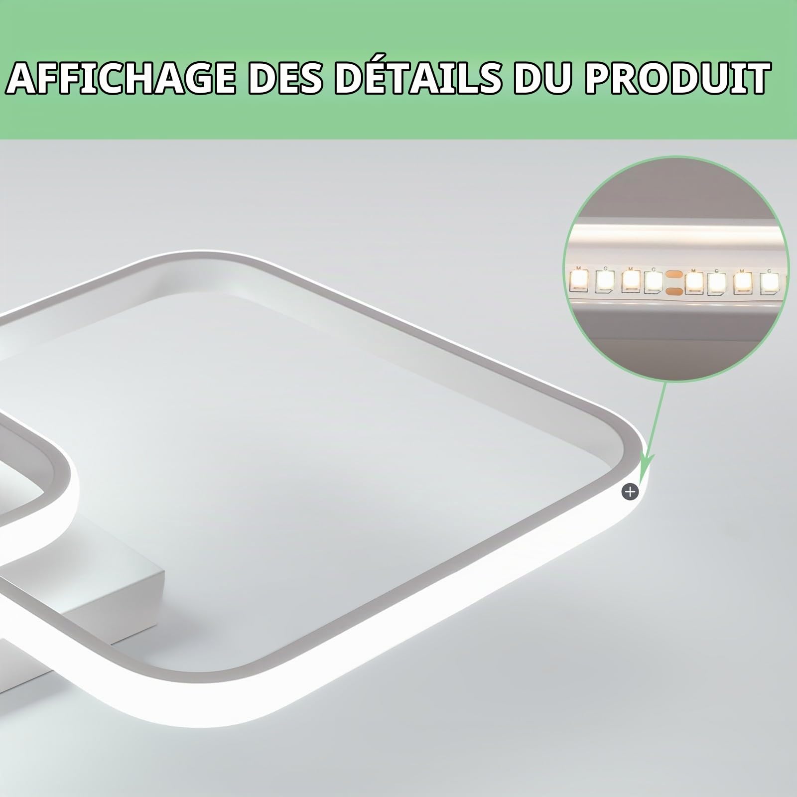 Comely 50W 5625LM Plafonnier LED Dimmable, 64cm Luminaire Plafonnier avec Télécommande 3000K-6500K, Lustre Salon Carré en Acrylique pour Chambre Salle de Bain Salon Cuisine Couloir