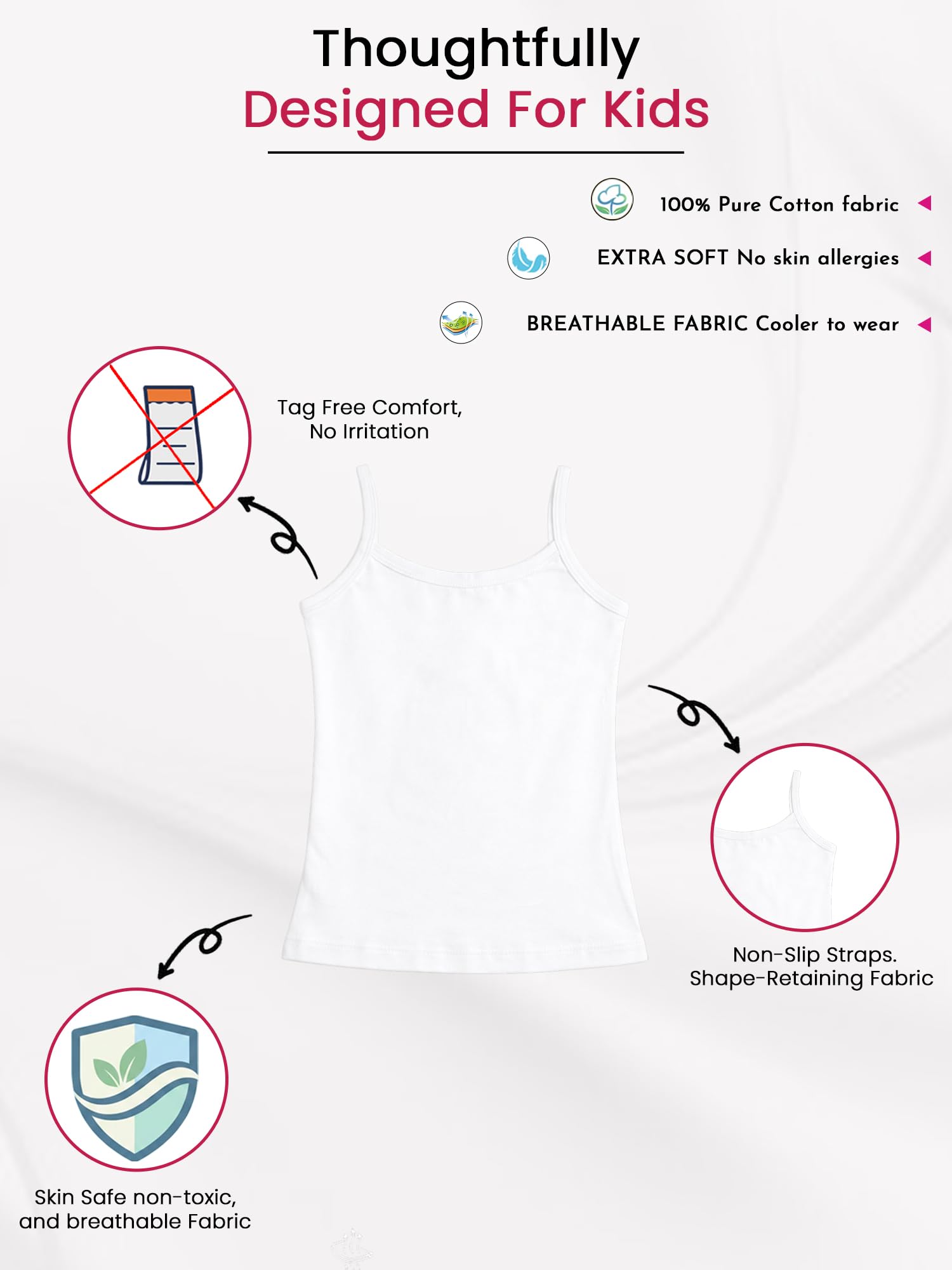 BODYCARE Kids Girls White Colored Vest| 100% Cotton| Skin Friendly | Lightweight | Sleeveless Design | Pack of 3 - Assorted (KIA75-PK006) 3