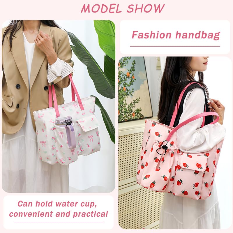 Strawberry Tote Bag for Women - Large Oxford Cloth Shoulder Bag Aesthetic Reusable Shoulder Tote Bag2