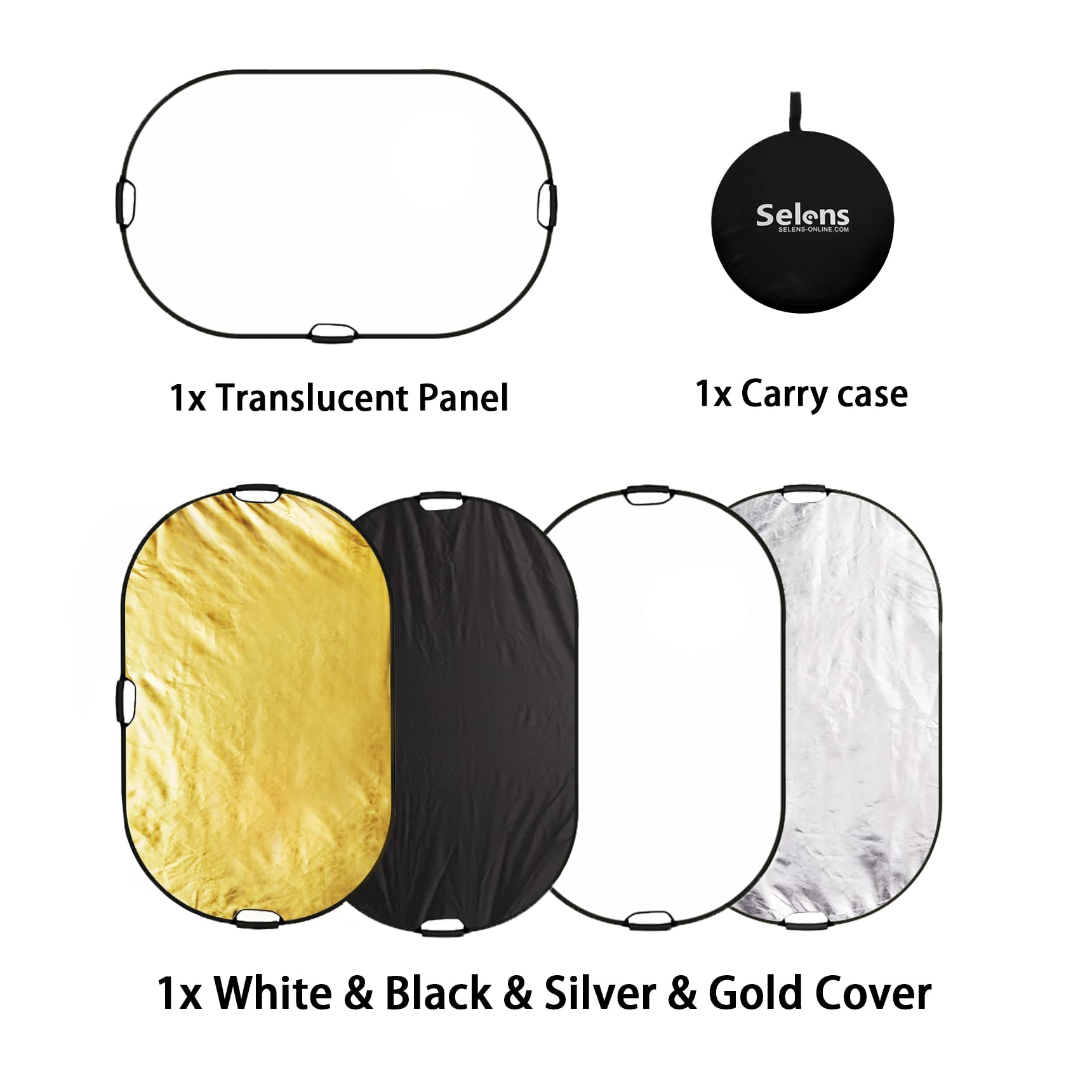 Selens 5-in-1 Oval Reflector With Handle For Photography