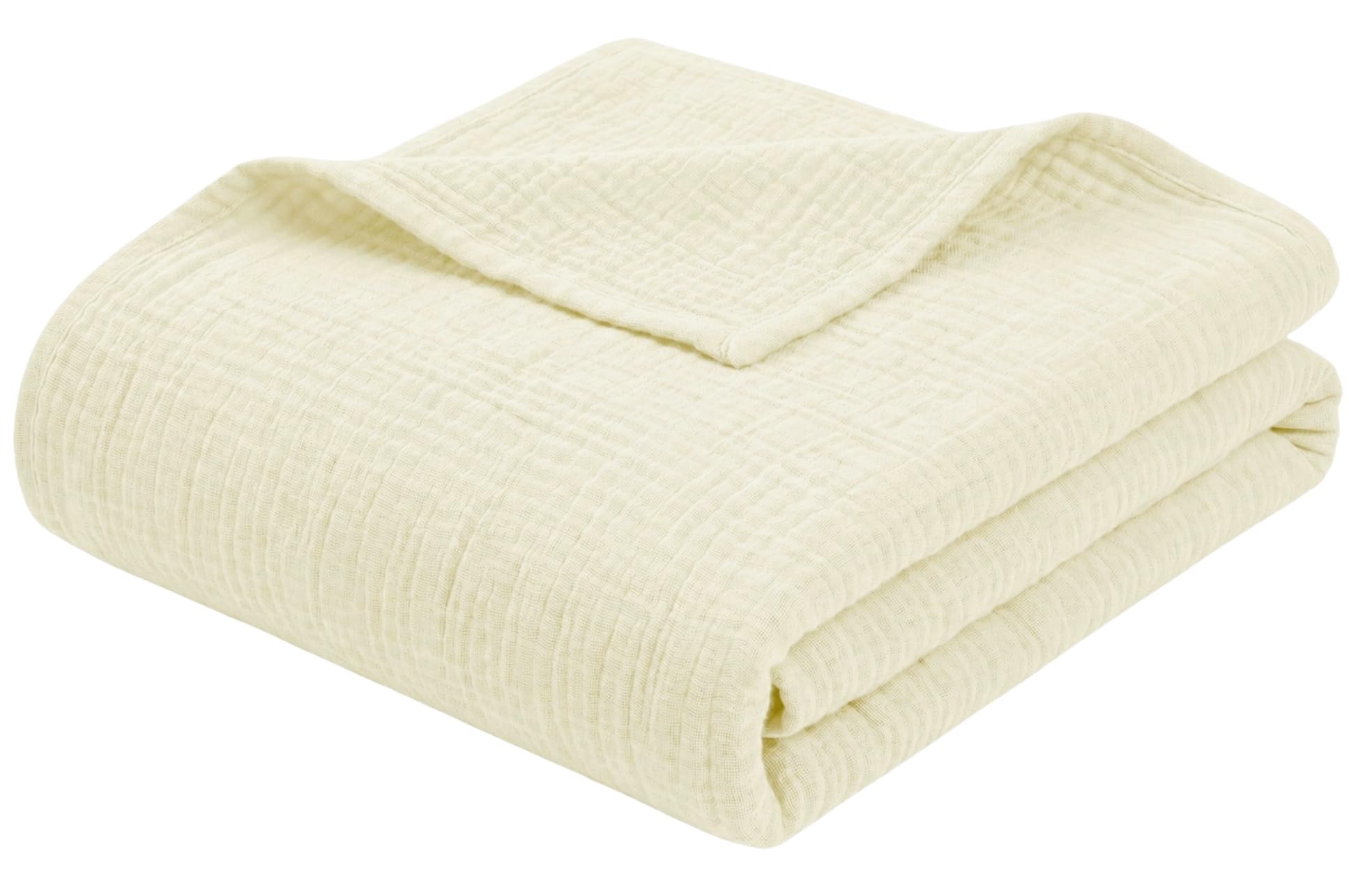 Carpe Sonno Musselin Decke 150 x 200 [100% Baumwolle] Leichte Musselindecke Sommer | Oeko-TEX Kuscheldecke flauschig | Tagesdecke Beige Sofadecke Sommerdecke Couchdecke | Sofa Decke Creme