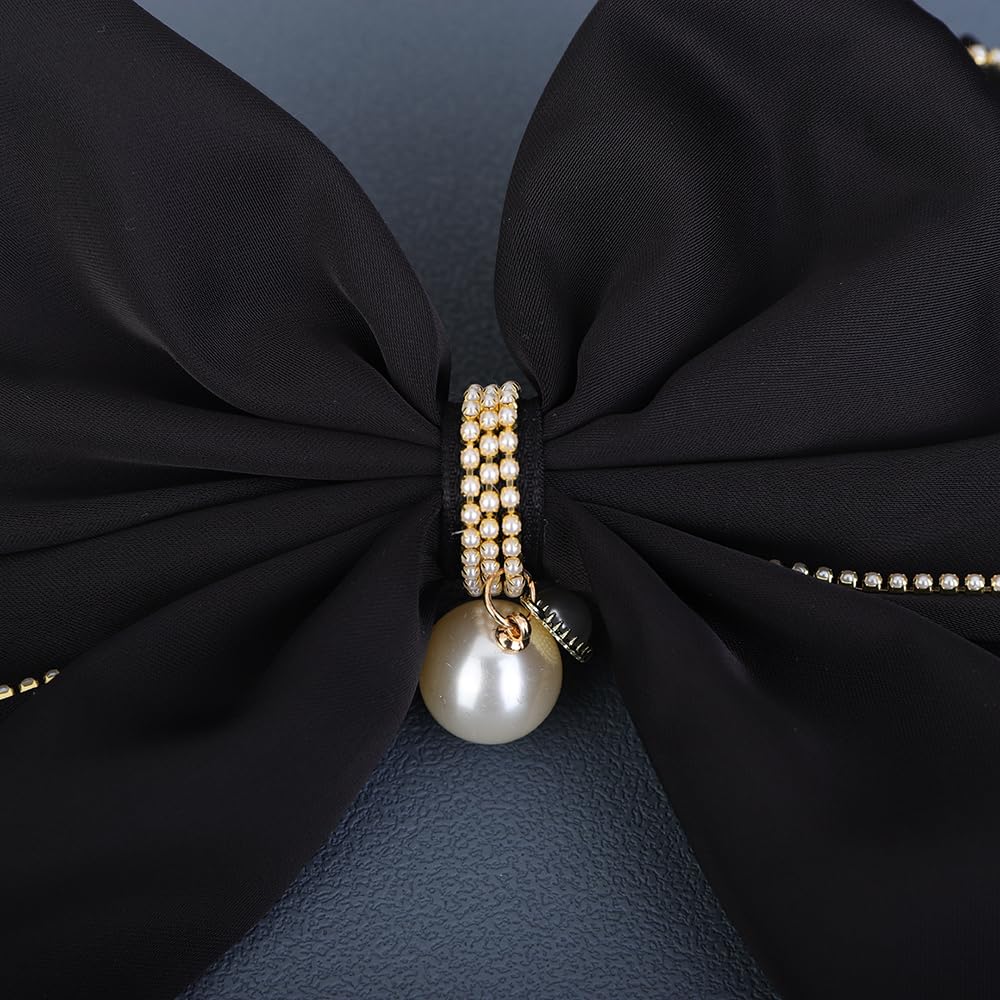 Amazon.com : Jumwrit Black Satin Hair Bow Clip Shiny  display picture 3
