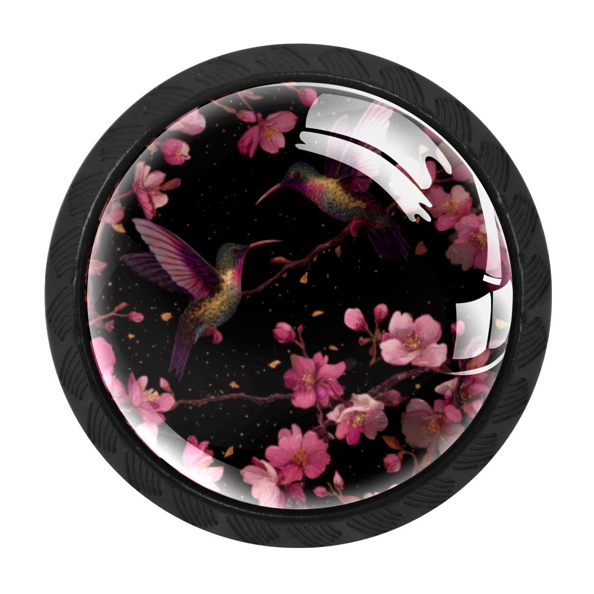 Heoeh Multi 1 4 Pcs Cabinet Knobs, Cherry Blossom Hummingbird Drawer Knobs Dresser Handle