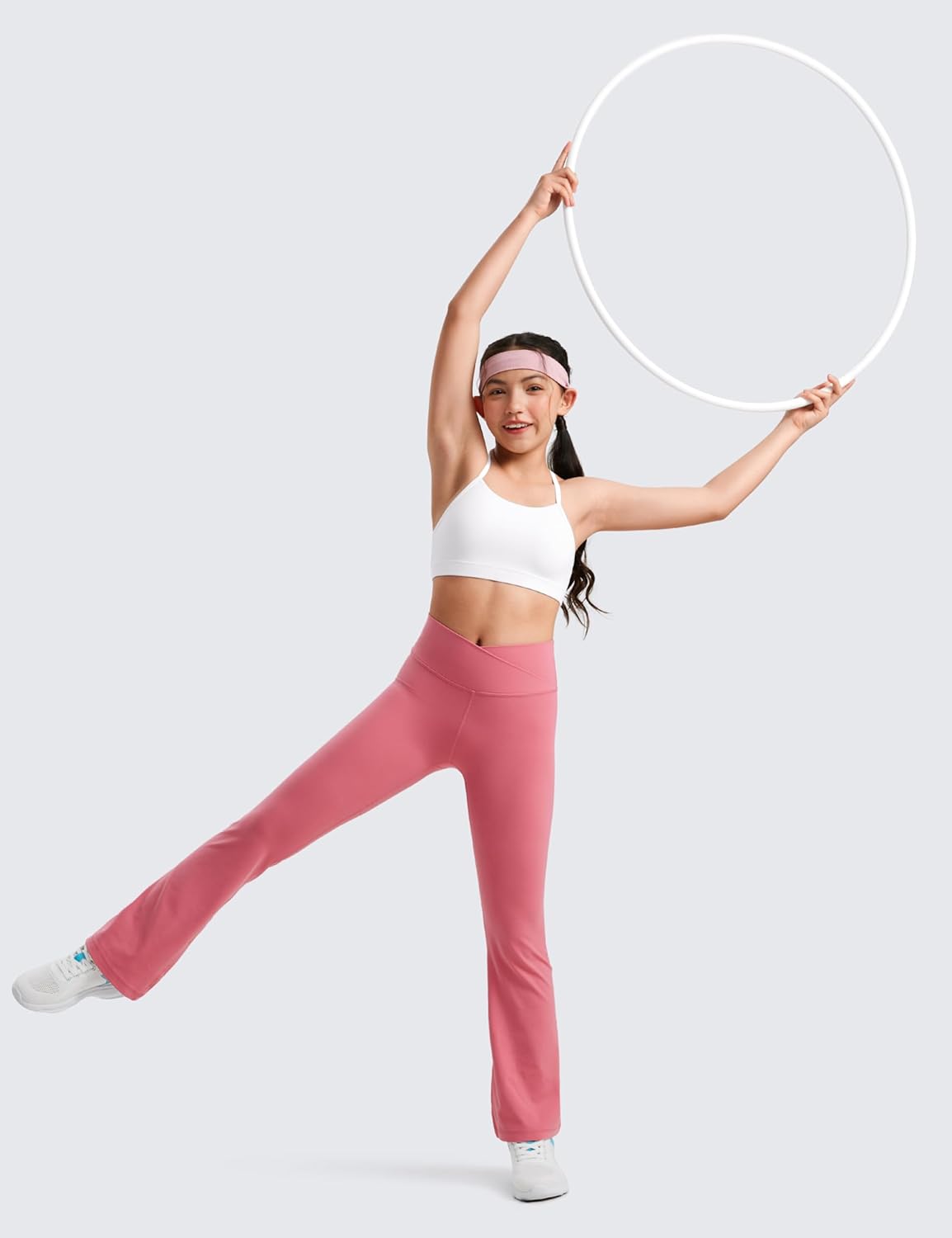 CRZ YOGA Girls Butterluxe Y Back Sports Bra - Yoga Athletic Casual Tops Scoop Neck Spaghetti Strap Padded Crop Kids Teen - Image 3