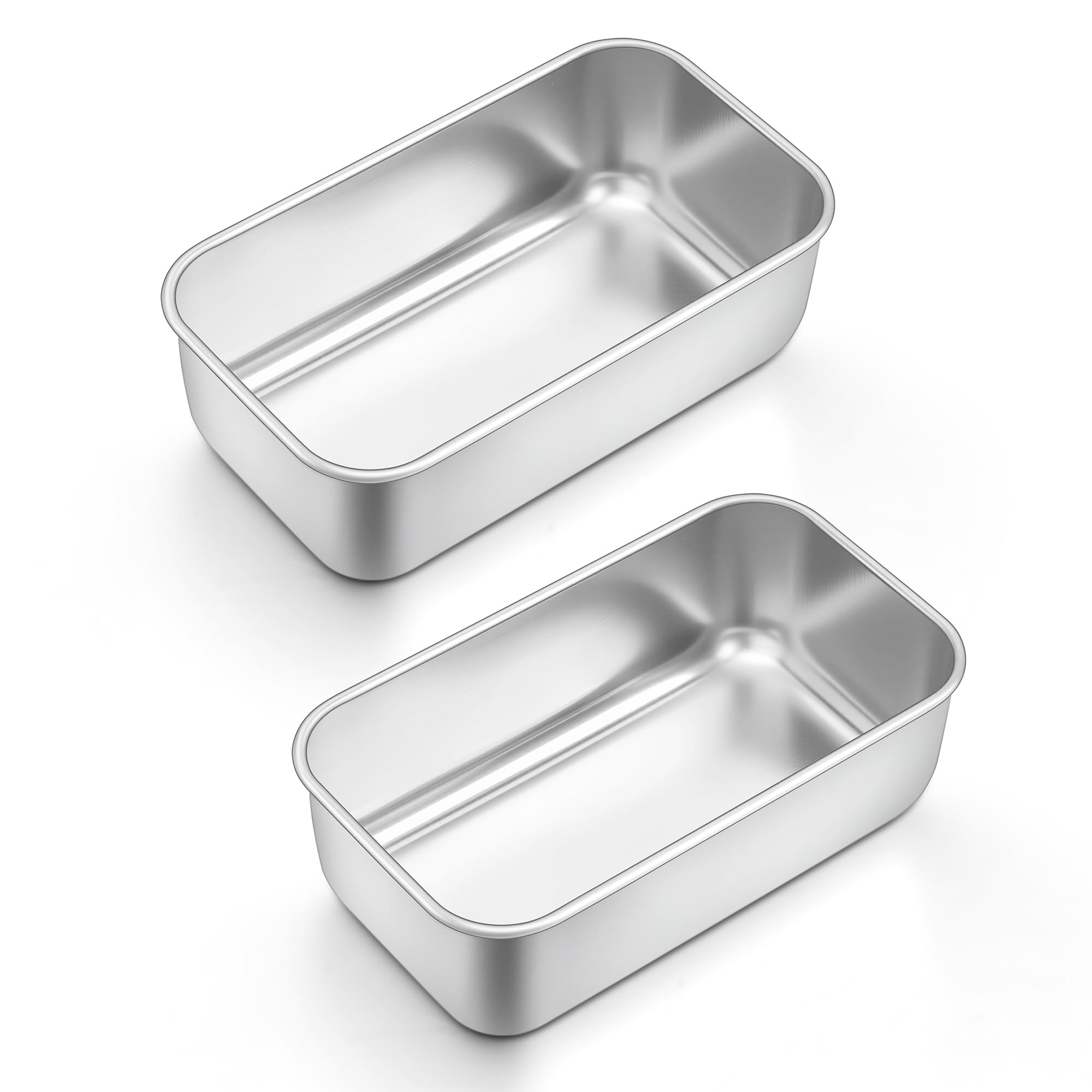 Onader 1lb Loaf Tin Set of 2, Stainless Steel Mini Bread Loaf Pan for Baking Banana Bread, Meat Loaf, Lasagna and Cake, Healthy & Sturdy, Oven & Air Fryer Safe, Easy to Clean, 16X 9.2X 5 cm