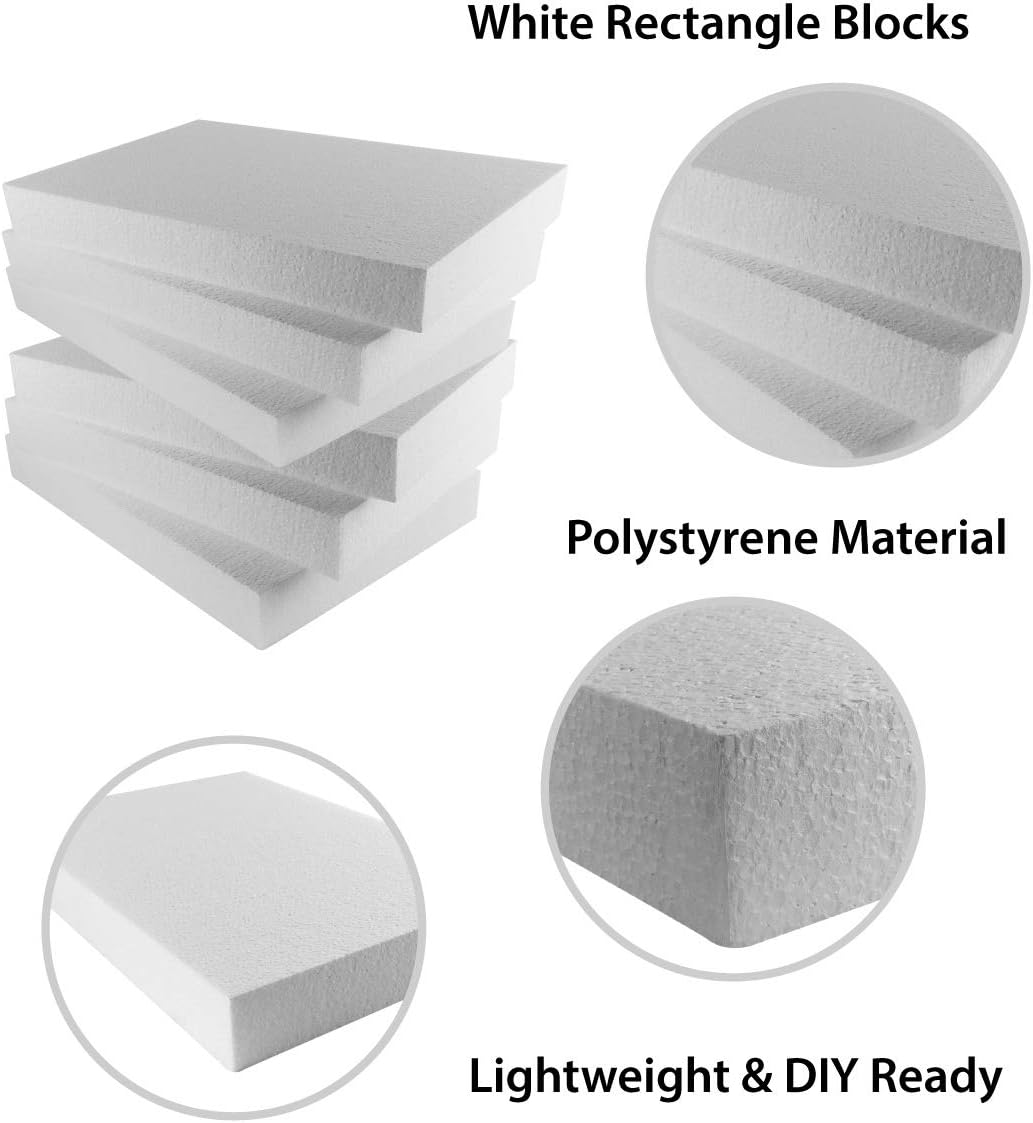Super Z Outlet Foam Rectangle Blank Polystyrene Sheet Boards for Arts and Crafts Blank White DIY Project, Party Decorations (16 x 11 x 2 Inches) (3)