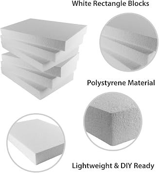 Super Z Outlet Foam Rectangle Blank Polystyrene Sheet Boards for Arts and Crafts Blank White DIY Project, Party Decorations (16 x 11 x 2 Inches) (3)