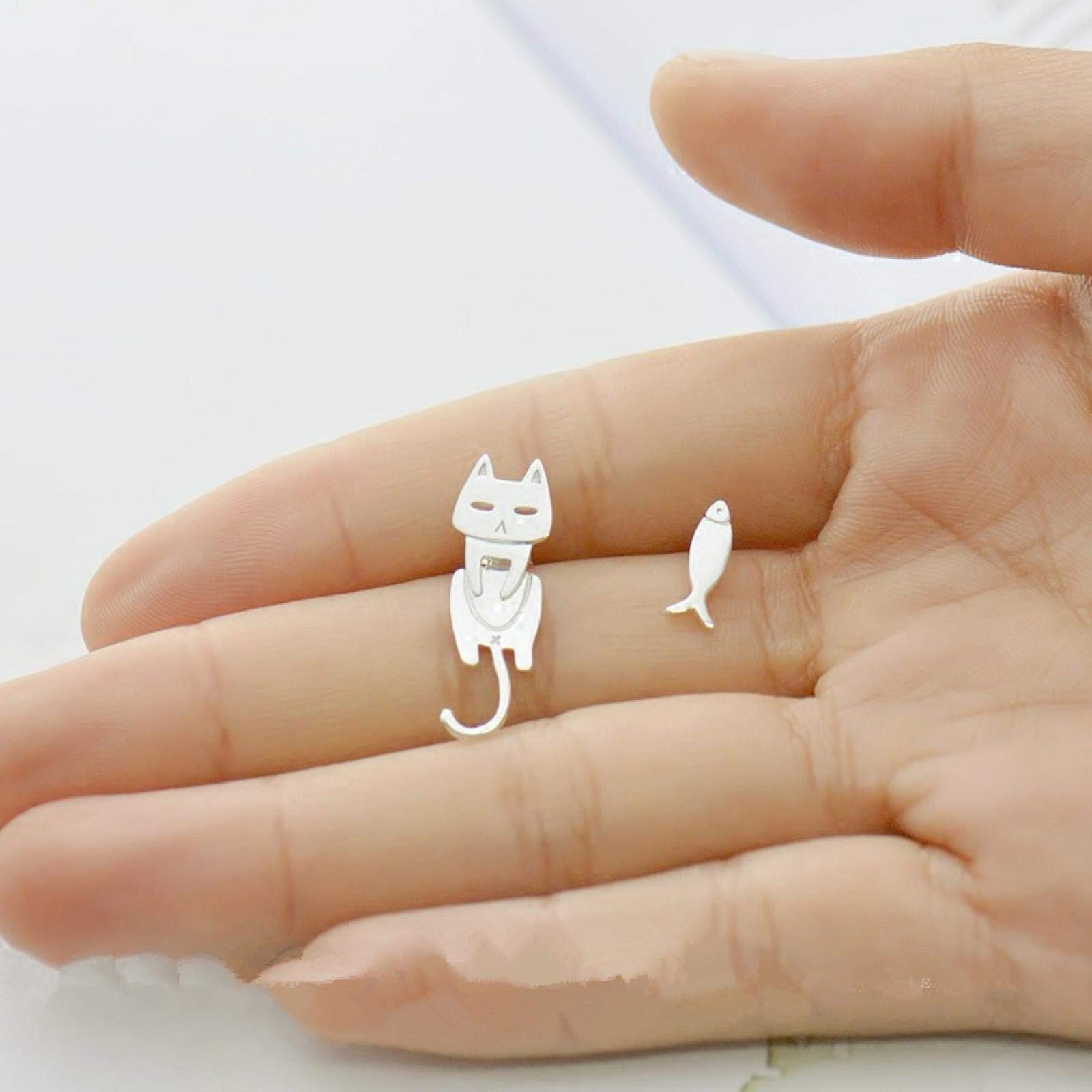 Boucles d'oreilles chat argent sterling au quotidien sans allergie