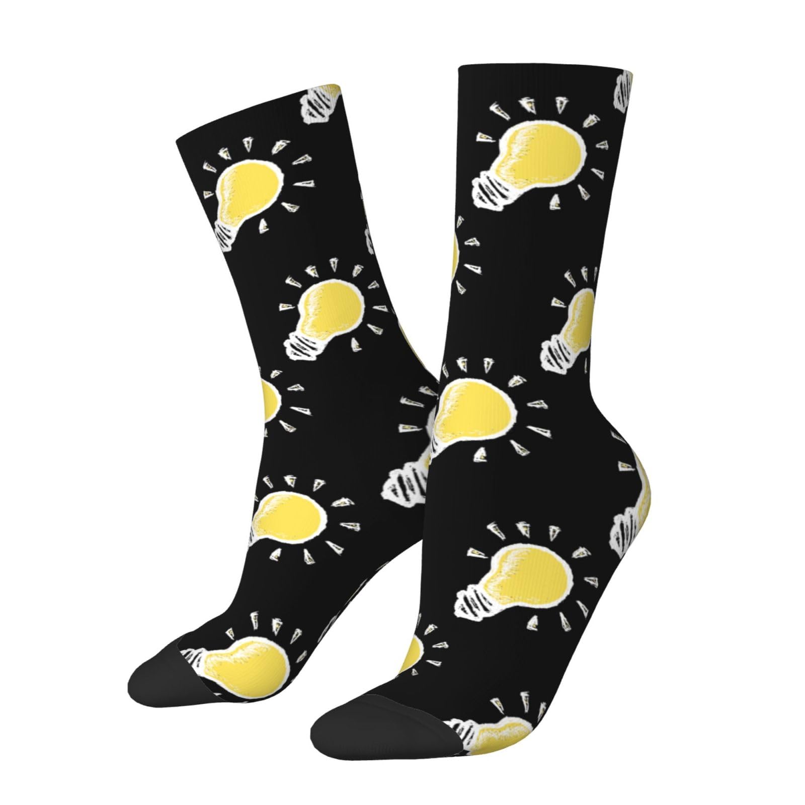 Unedskck Lightbulb Socks Funny Novelty Crew Socks Gift for Men Women Teen