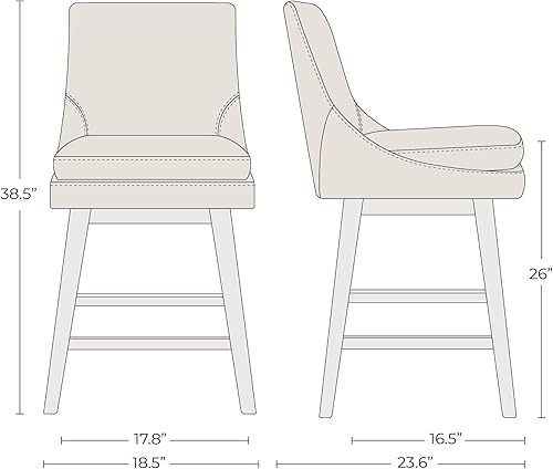 Miniatura 3 de CHITA Taburete de bar giratorio de altura de mostrador, taburete de bar tapizado, altura del asiento de 26.8 pulgadas de alto, piel sintética en