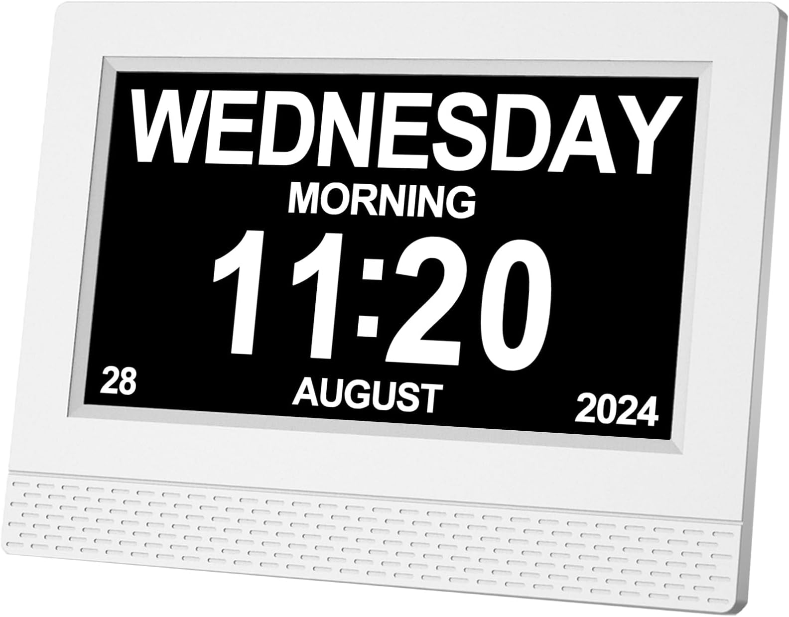 SINOIDEAS 3.0 Upgrade,Dementia Clock,Digital Calendar Day Clock,dementia clocks with days dates and time of day๏ผ7inch White with Remote (White)